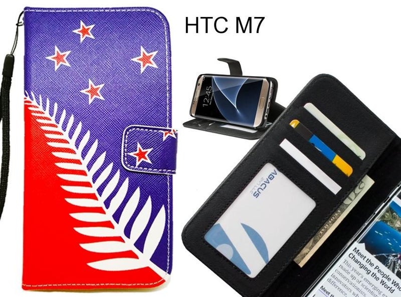 HTC M7 case 3 card leather wallet case printed ID Carousel 1