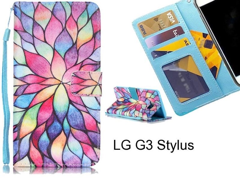 LG G3 Stylus case 3 card leather wallet case printed ID Carousel 1