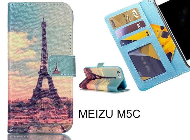 MEIZU M5C case 3 card leather wallet case printed ID Carousel 1