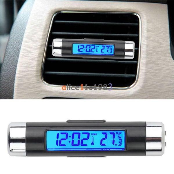 2in1 Digital LED Car Clock Thermometer Temperature LCD Backlight Clock In Car Carousel 2