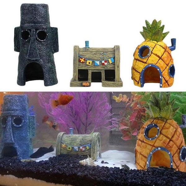 Cartoon Figure Sponge Pineapple Mask Fish Tank Decorations Trade Me