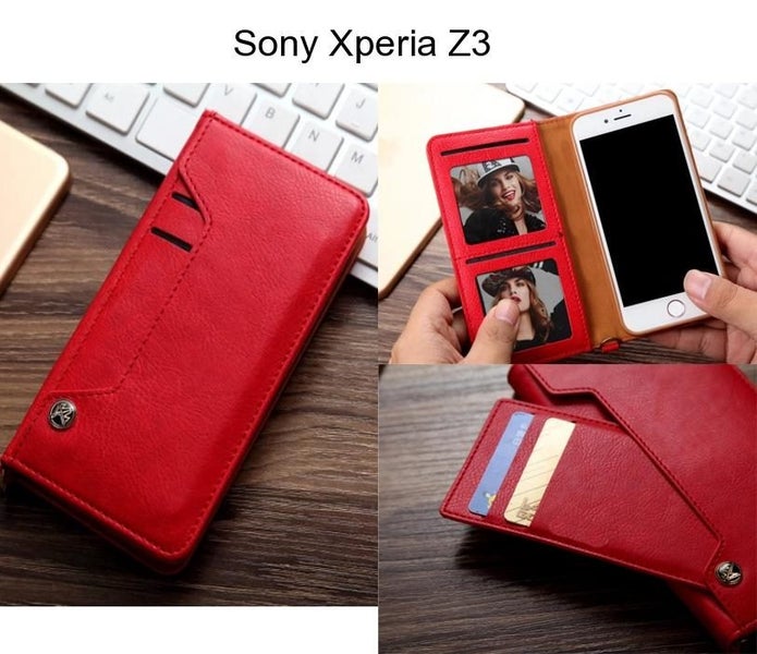 Sony Xperia Z3 case slim leather wallet case 6 cards 2 ID magnet Carousel 1