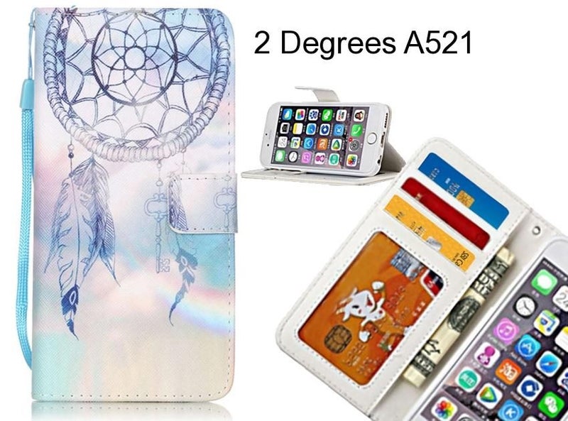 2 Degrees A521 case 3 card leather wallet case printed ID Carousel 1