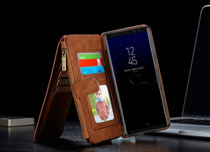 Google Pixel 4 case Retro Flannelette leather multi cards zipper brown Carousel 3