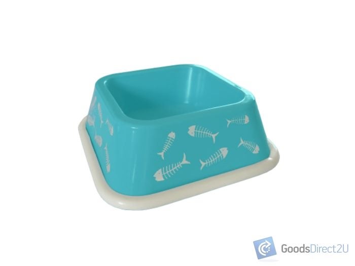 Pet Bowl - Small Single - Light Blue, White Fish Carousel 1