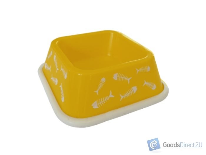 Pet Bowl - Small Single - Yellow, White Fish Carousel 1