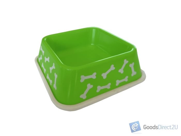 Pet Bowl - Large Single - Green, White Bones Carousel 1