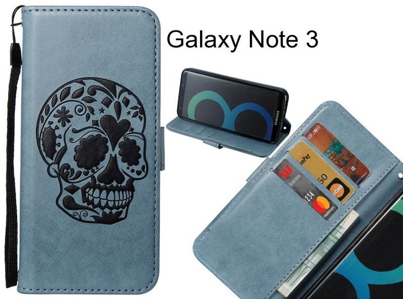 Galaxy Note 3 case skull vintage leather wallet case Carousel 1