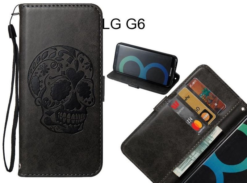 LG G6 case skull vintage leather wallet case Carousel 1