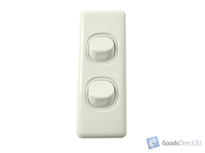 Light Switch, Narrow - 2 Gang - Vertical - 10A Carousel 1