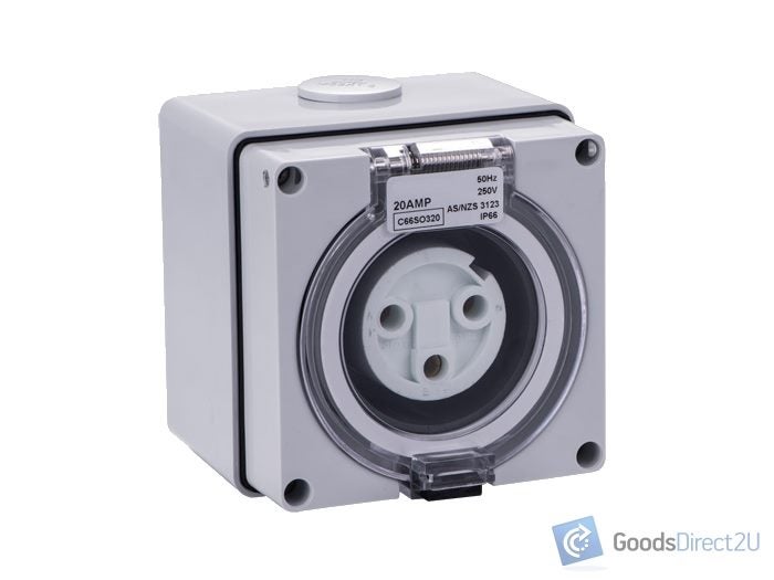 Industrial Socket - 3 Round Pin, 20A, 250V, IP66 Carousel 1