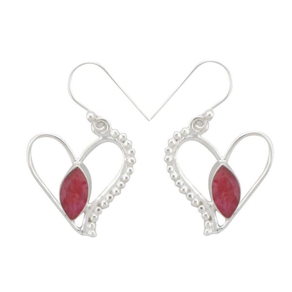 925 Sterling Silver Ruby Earring Set Handcrafted Indian Fashion Click To Enlarge Photo