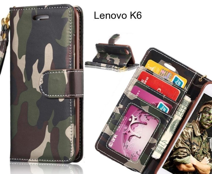 Lenovo K6 case camouflage leather wallet case cover Carousel 1