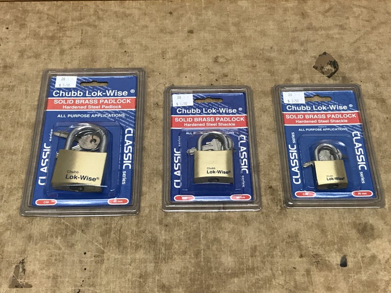 Chubb Lok-Wise Solid Brass Padlocks: C30 (Small) Carousel 1