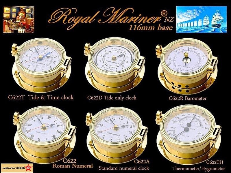 NZ Retailer -Royal Mariner Tide clock. Baro .Thermo hygrometer. SOLID cast brass Carousel 11