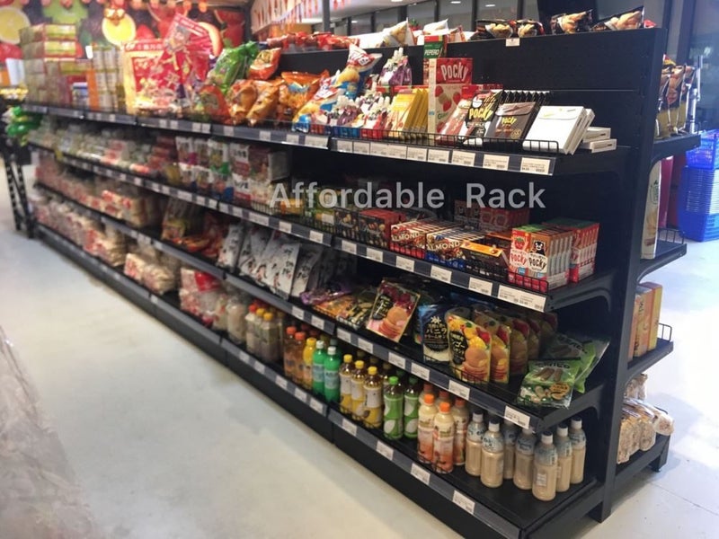 Black Double sided supermarket / display shelf 900Lx900Wx1800H Carousel 20