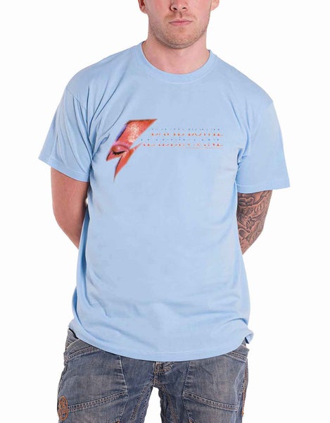 David Bowie T Shirt Aladdin Sane Eye Flash Logo Official Mens Blue Carousel 1