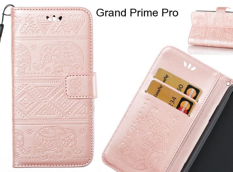 Grand Prime Pro case Wallet Leather flip case Embossed Elephant Pattern Carousel 1