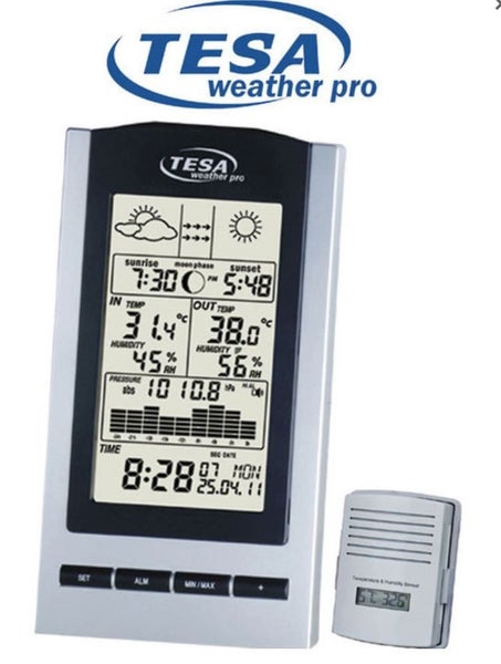 Tesa Wireless Moon Phase + Time and Temperature Weather Station Carousel 1