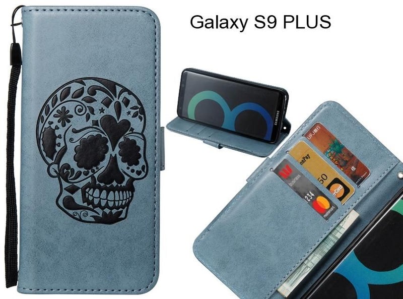 Galaxy S9 PLUS case skull vintage leather wallet case Carousel 1