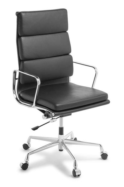 Boardroom Chair - Classic Chrome Highback Black Leather Softpad Carousel 1