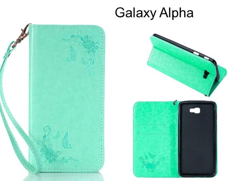 Galaxy Alpha CASE Premium Leather Embossing wallet Folio case Carousel 1