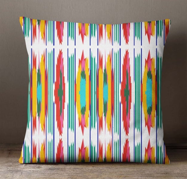 S4sassy Home Decorative Multicolour Ikat Printed Sofa Cushion