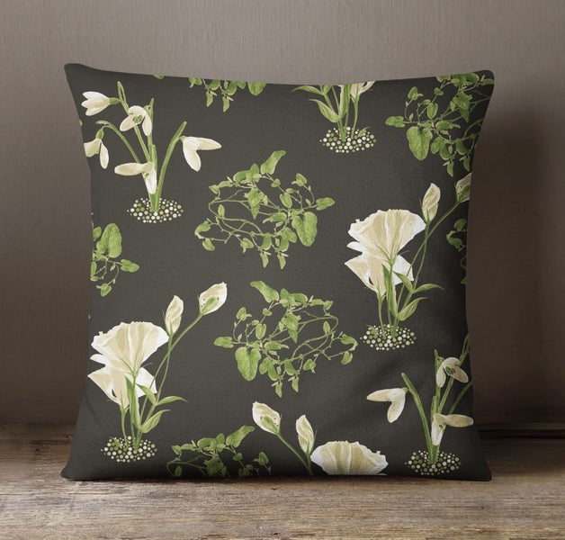 S4Sassy Decorative Floral Print Off White Cushion Case Square Pillow Cover Throw