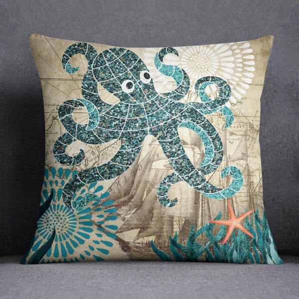 S4sassysquare Mediterranean Style Ocean Octopus Cushion Cover