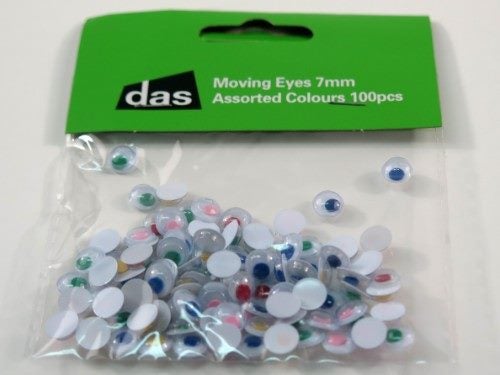 Craft - Moving Eyes 7mm Assorted Colours 100pcs Carousel 1