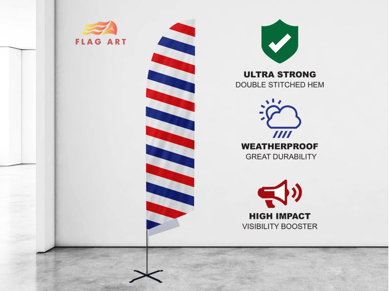 Barber Stripe Banner With Pole Barber Sign Flags Feather Banner