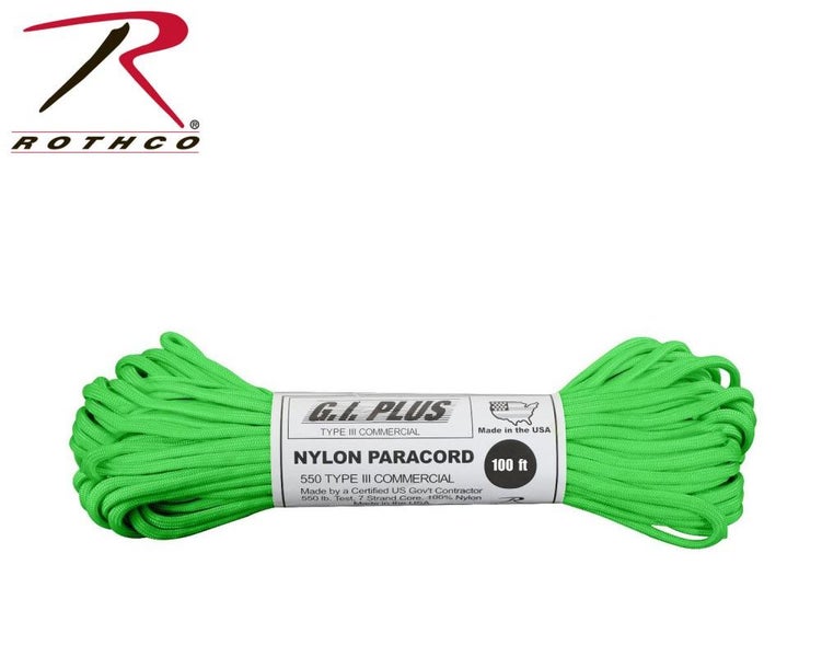 Rothco USA Paracord 550 Type 3 Safety Green 30m/100ft Nylon Carousel 2