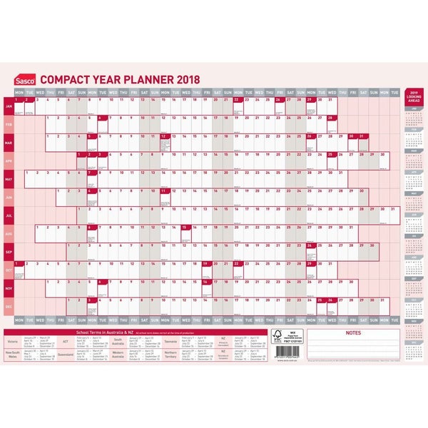Sasco Compact Year Planner 2018 Carousel 1