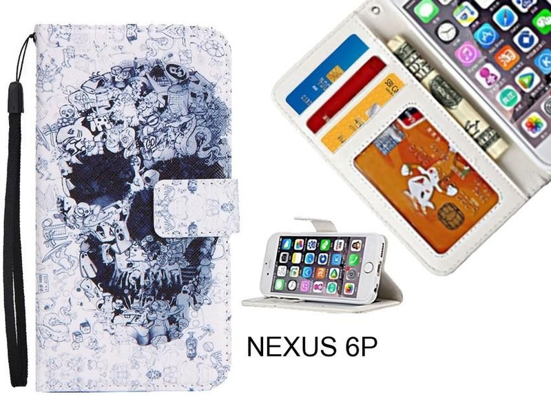 NEXUS 6P case 3 card leather wallet case printed ID Carousel 1