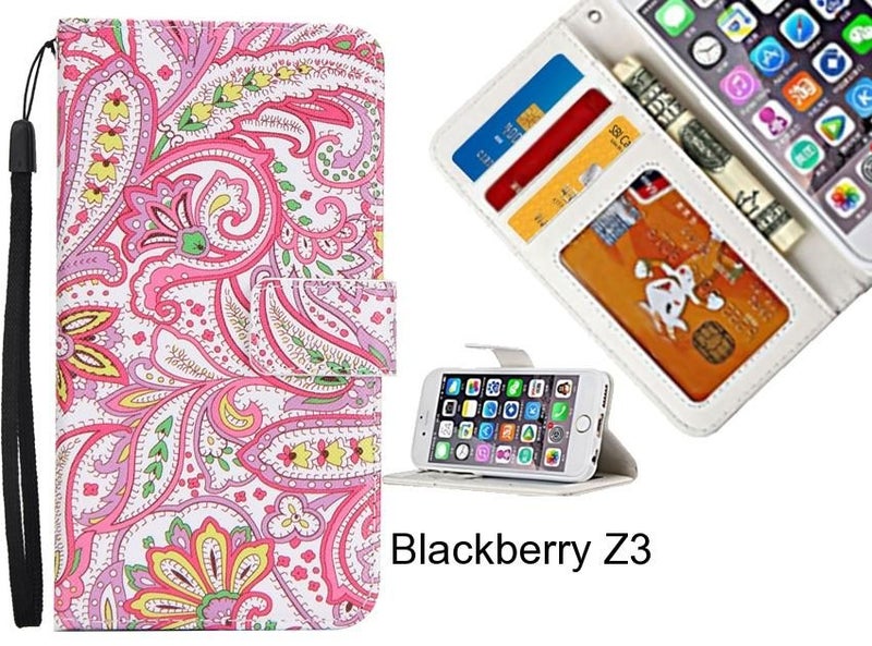 Blackberry Z3 case 3 card leather wallet case printed ID Carousel 1