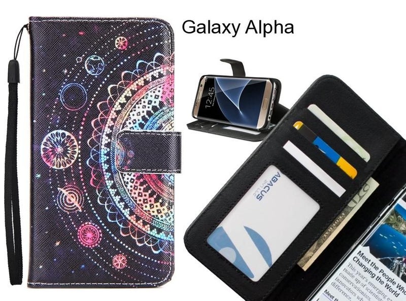 Galaxy Alpha case 3 card leather wallet case printed ID Carousel 1