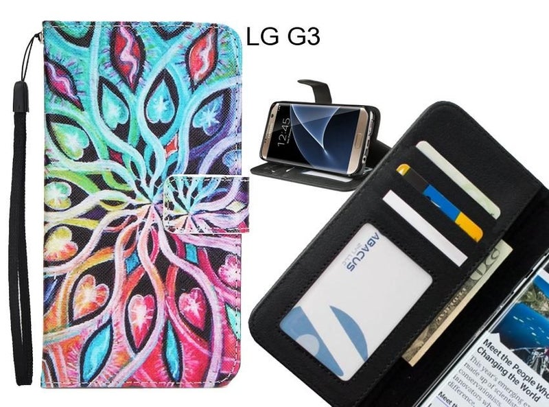LG G3 case 3 card leather wallet case printed ID Carousel 1