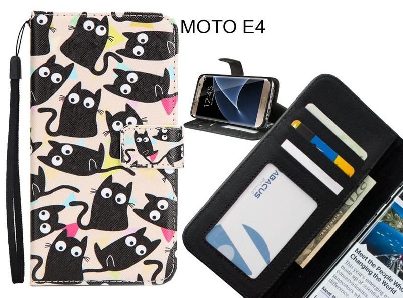 MOTO E4 case 3 card leather wallet case printed ID Carousel 1