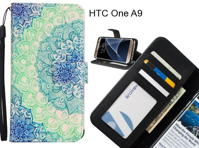 HTC One A9 case 3 card leather wallet case printed ID Carousel 1