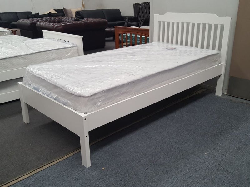 Single Bed With Mattress 4 Levels Adjustable Base In White Colour Malaysian Made