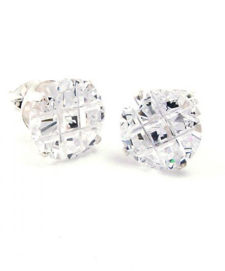 925 Sterling Silver Iced Out Ear Stud - ROUND CZ Carousel 1