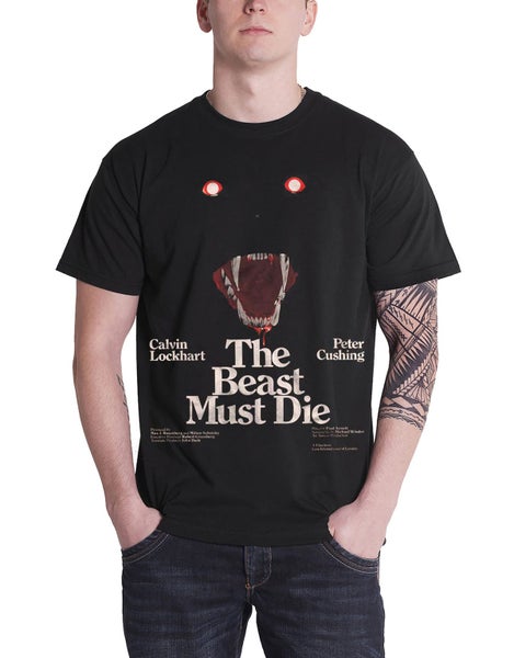 The Beast Must Die T Shirt horror poster Official Studiocanal Mens Black Carousel 1