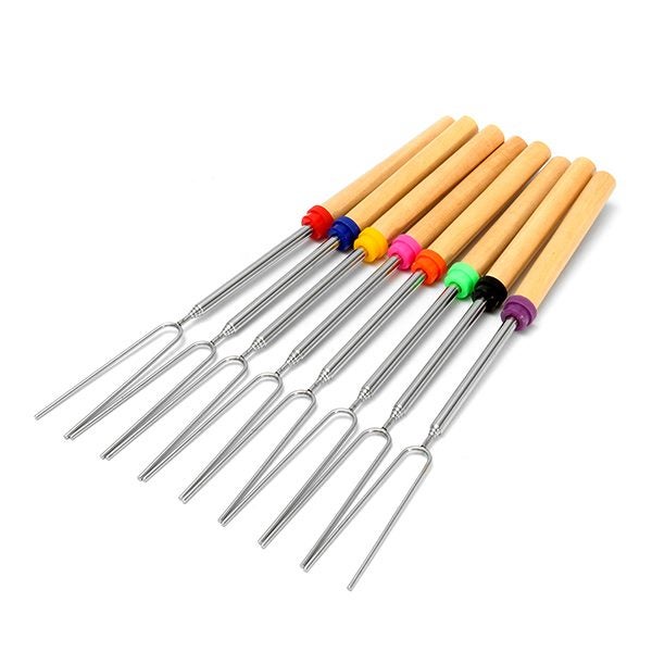 8 Pieces 32-Inch Colorful Telescopic Roasting Marshmallow Barbecue Skewers BBQ S Carousel 1