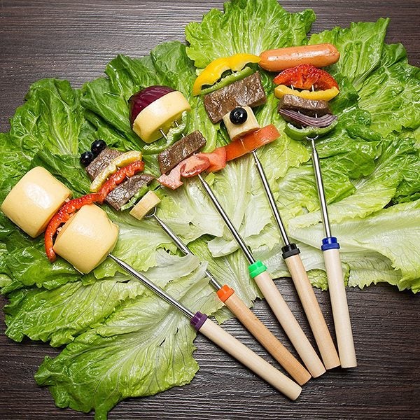 8 Pieces 32-Inch Colorful Telescopic Roasting Marshmallow Barbecue Skewers BBQ S Carousel 2