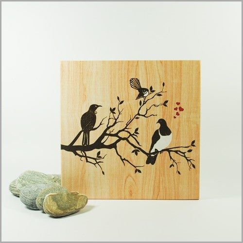 Plywood Art Block: Birds on Tree Carousel 1