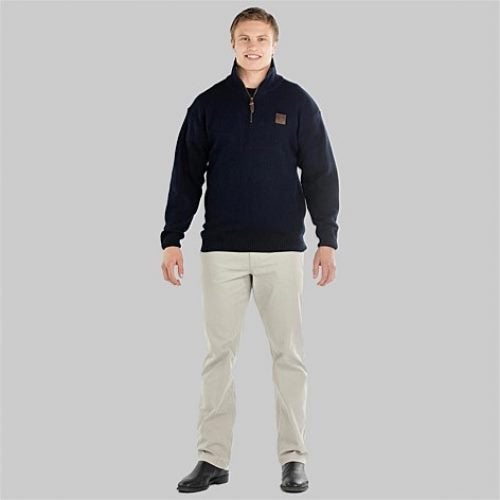 Swanndri Mariner Zip Neck Sweater - Navy or Charcoal - Size S to 3XL Carousel 2