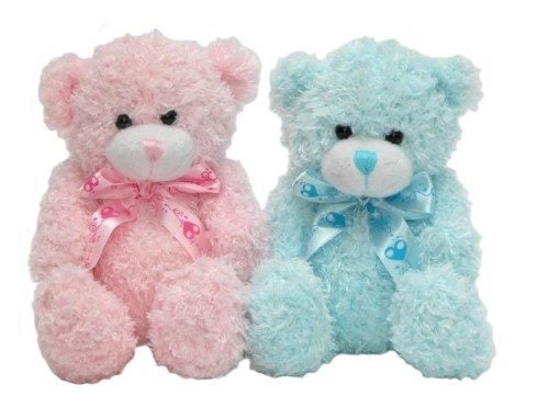 Soft Toy - Sitting Lindsay Bear - Set of 2 (Pink and Blue) Carousel 1