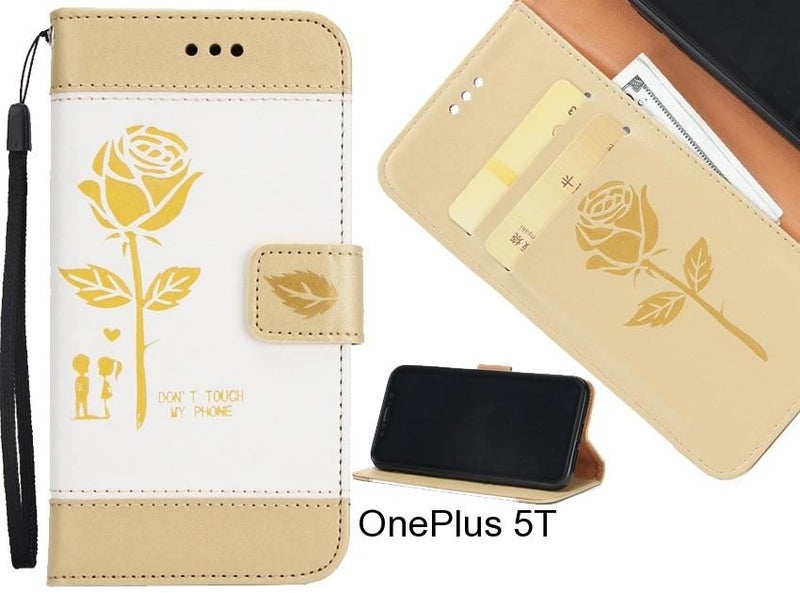 OnePlus 5T case 3D Embossed Rose Floral Leather Wallet cover case Carousel 1
