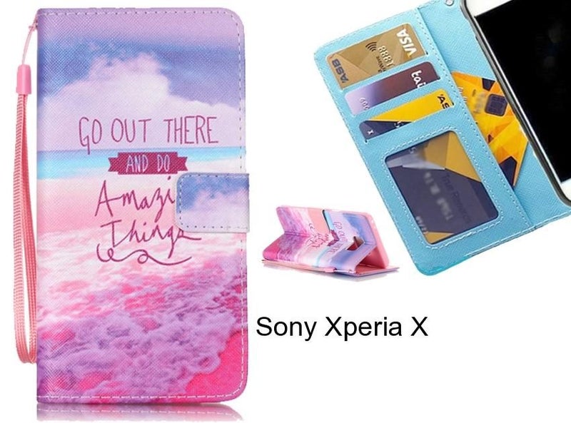 Sony Xperia X case 3 card leather wallet case printed ID Carousel 1