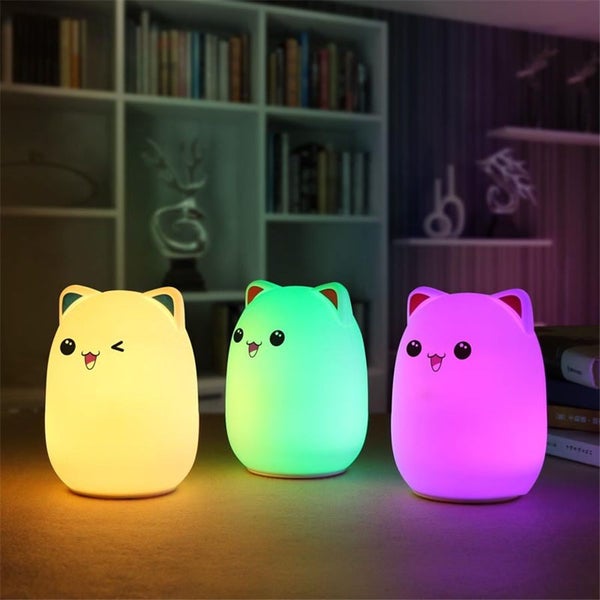 Night Light, Bud bear Silicone Lamp, Rechargeable, Tap can Change color Carousel 2